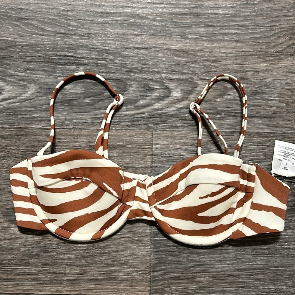 NEW Veronica Beard Small Dyer Animal Print Bikini Top Swim Bathing Suit Swimsuit - Picture 4 of 9